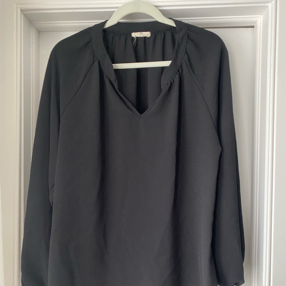 Pinkblush Black Split Neck Maternity Blouse Size Large